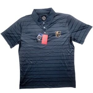 Las Vegas Golden Knights Hockey NHL Mens Large Gray Striped Polo Shirt NWT‎ Foco